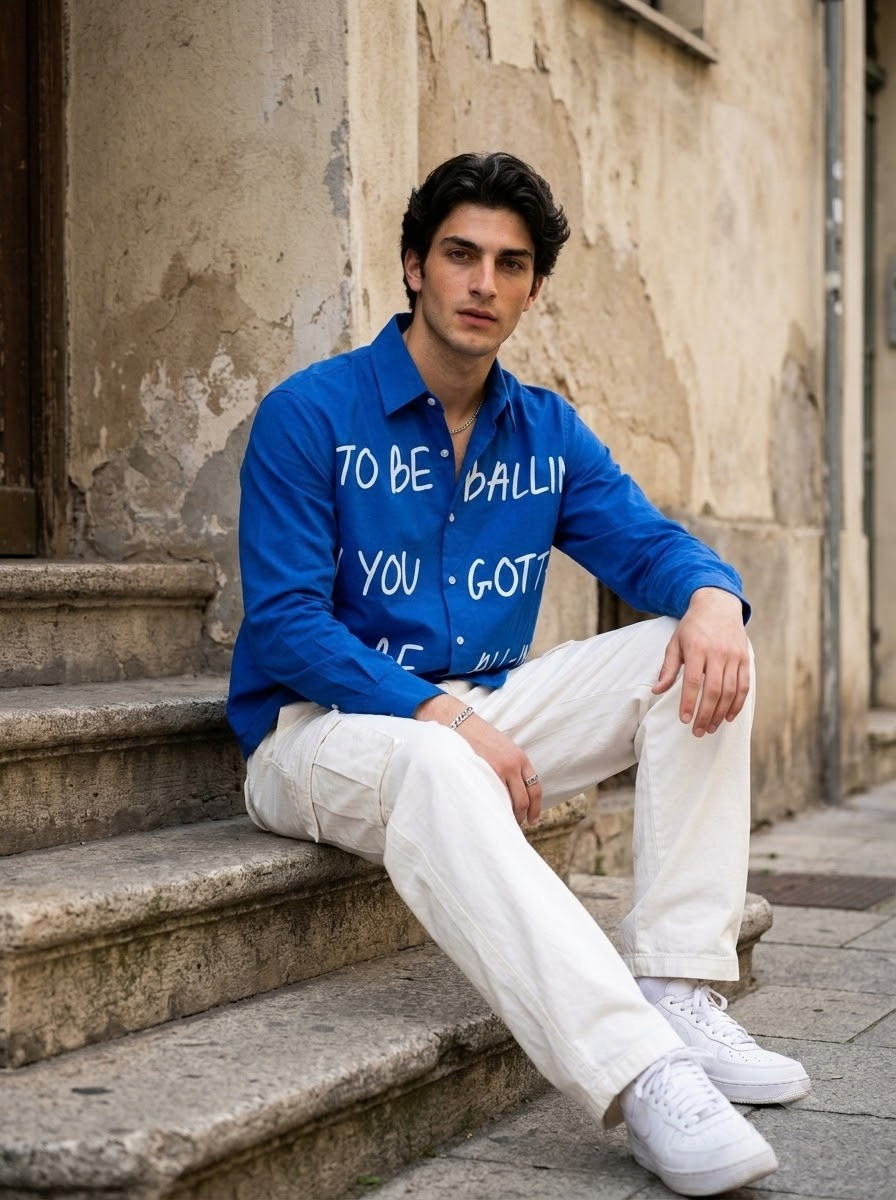 Ballin Royal Blue Linen Shirt