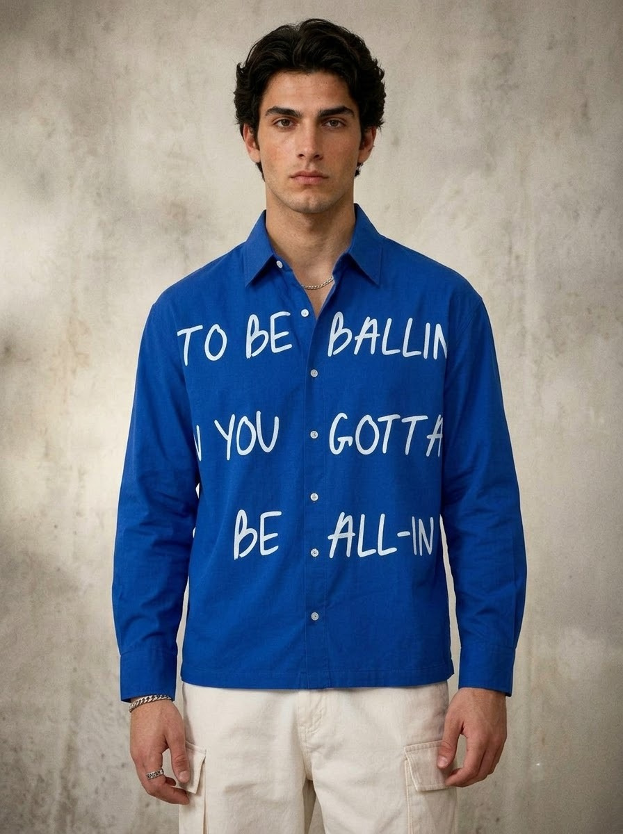 Ballin Royal Blue Linen Shirt