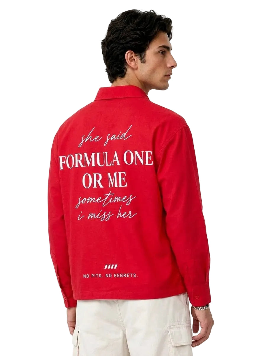 Formula One or Me Red Linen Shirt