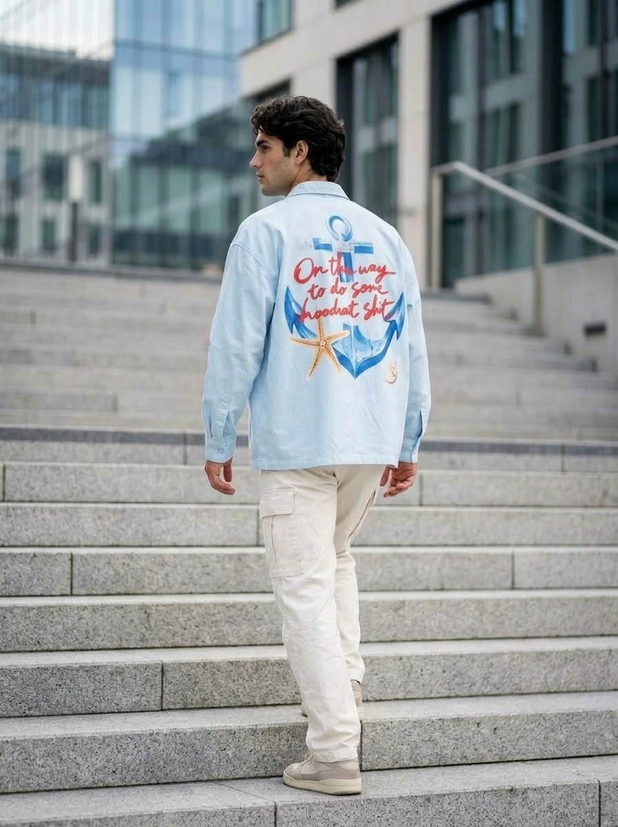 Hoodrat Blue Linen Shirt
