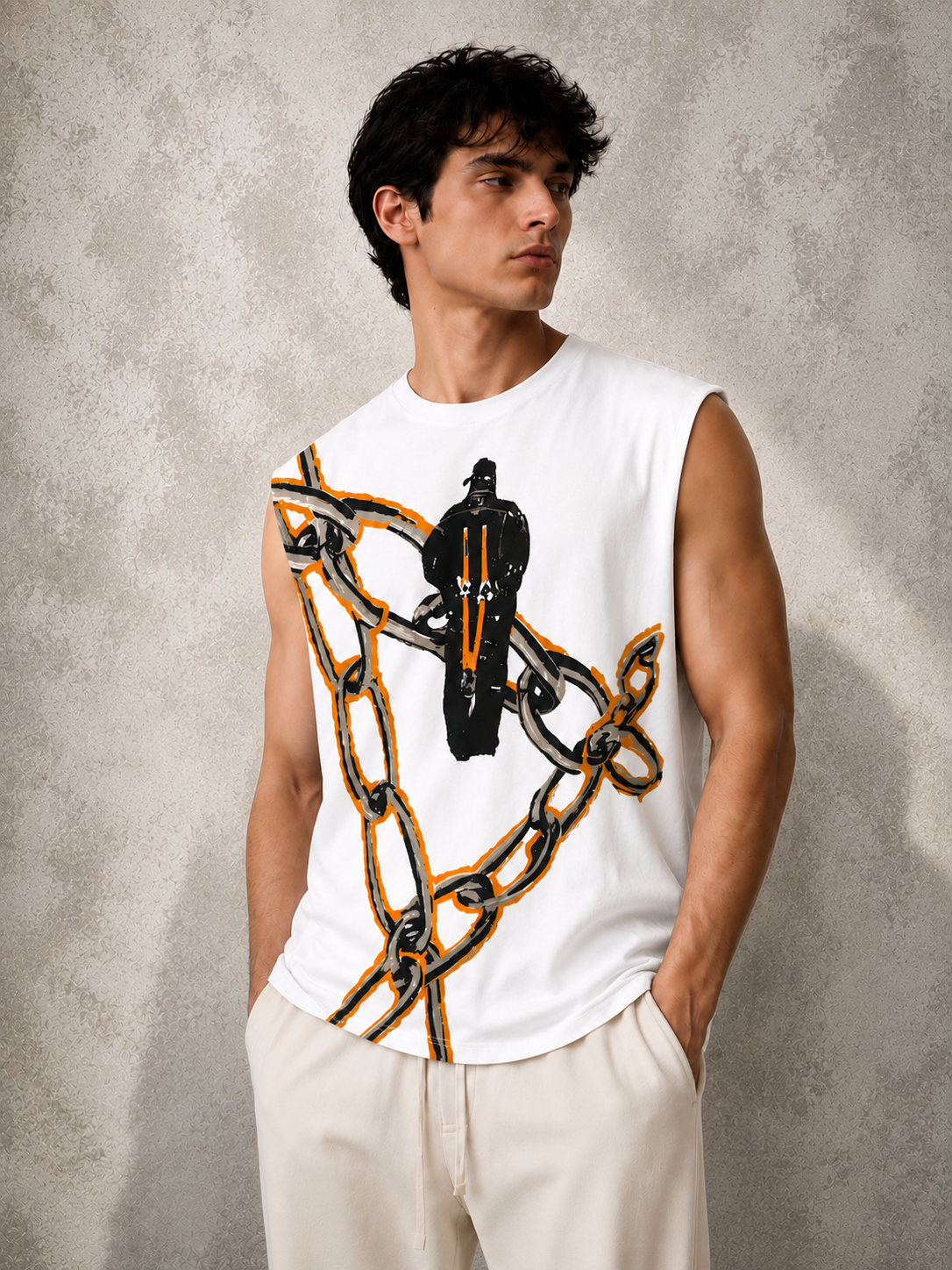 TRAVIS CHAIN SLEEVELESS TSHIRT